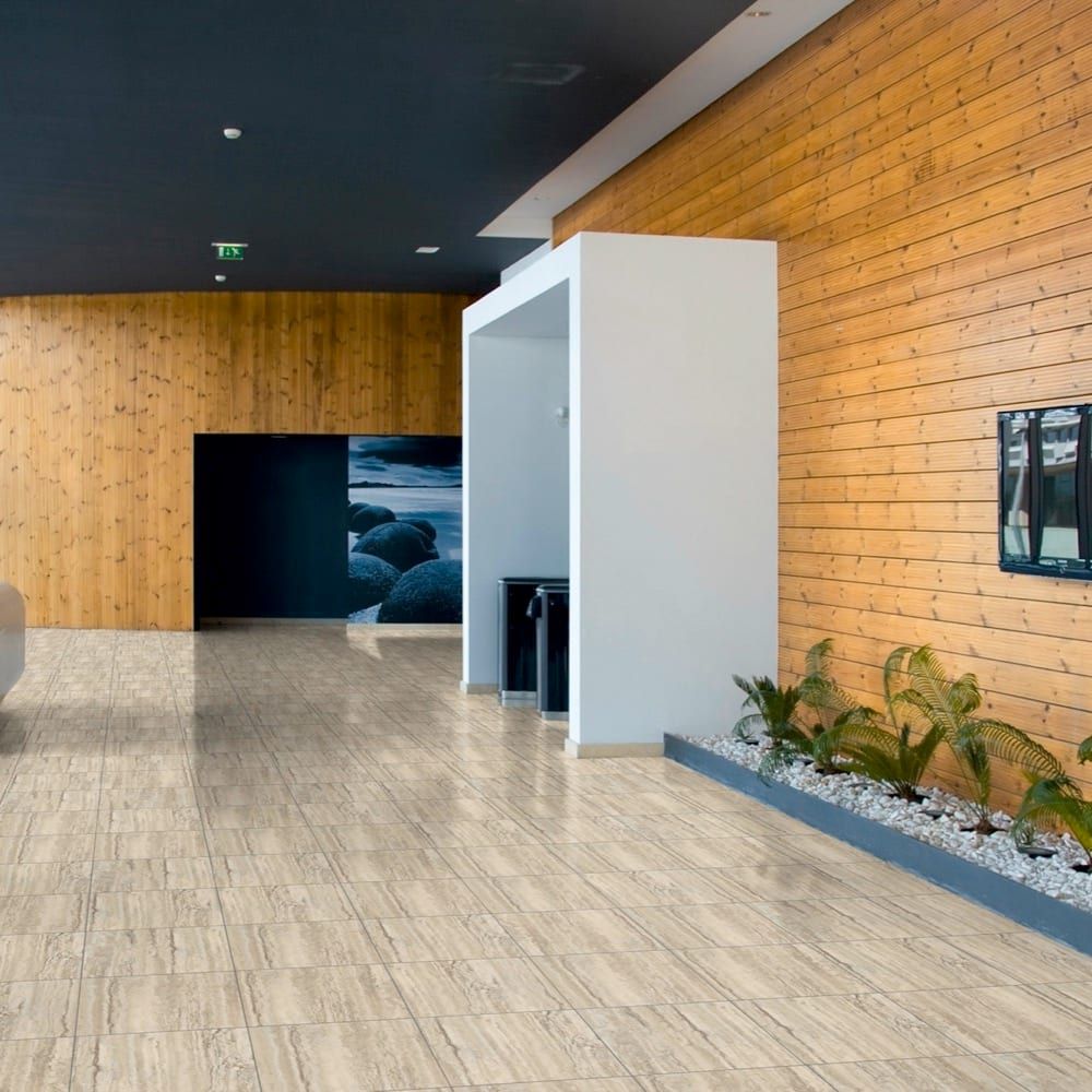 Pavimento comercial decorativo em espaço de acolhimento